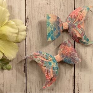 Leather mermaid hair bows